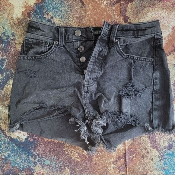 wild fable Pants - Wild Fable Highest Rise Cut-Of Shorts Women's Black Distressed Button Fly Size 2